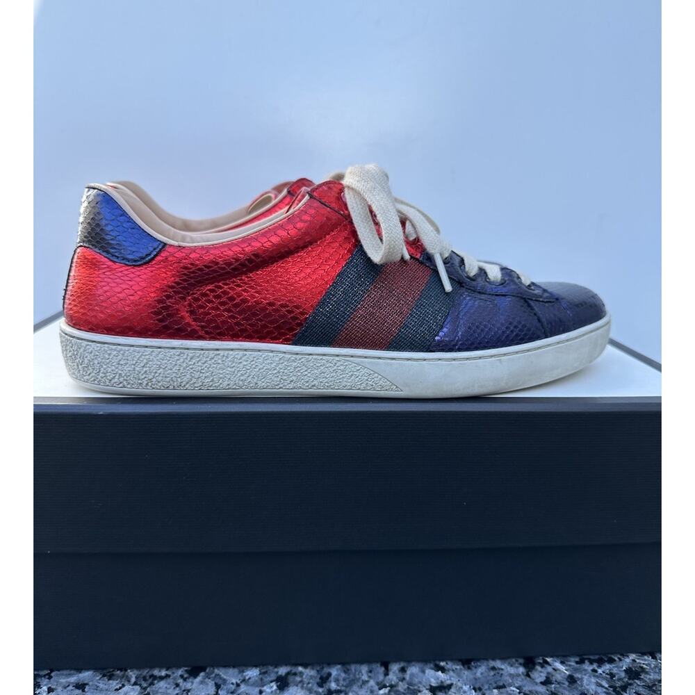GUCCI ACE "Red/Blue Snakeskin" Sneakers Men’s UK 6/ US 7